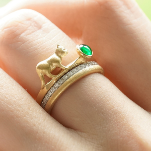 Aazuo Luxury 18K Solid Yellow Gold Real Diamond Natural Emerald High Quality Original Animal Ring <b>Gift</b> For Ladies Birthday Party - Product Image 1