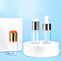 Flacon en verre ambré transparent avec couvercle argenté et doré, pour poudre de vitamine C, bouchon à vis, petit format, flacon en verre pour sérum, emballage pour soins de la peau