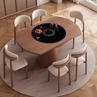 Table et chaises rondes pliables et extensibles de style minimaliste, adaptées aux appartements, hôtels et restaurants