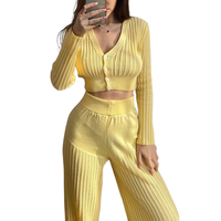 Ensemble deux pièces tricoté pour femme : pull et pantalon, avec logo personnalisé, style luxe léger, élégant, sexy et respirant, mode décontractée