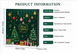 Custom Dark Green 24 Days Advent Calendar <b>Box</b> with Drawers Rigid Cardboard <b>Christmas</b> Blind <b>Box</b> Mystery Packaging Wholesale - Product Image 6