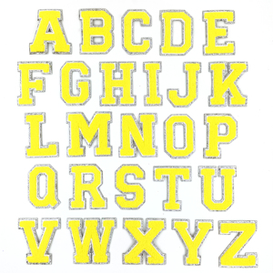 Nuevo borde plateado brillo amarillo bordado Bling Chenille 6,5 cm parches de Letras amarillas para bolsos - Product Image 2