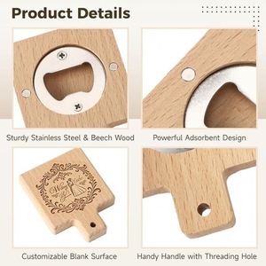 Wooden Key Bottle Opener Strong Magnet Fridge Circular Stainless Steel Beer Gift Modern Beer Can Opener for Kitchen Bar Use - Product Image 4