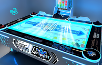 Table de hockey sur air interactive pour 4 joueurs avec lumières LED, jeu d'arcade à monnayeur, multilingue (espagnol et anglais)