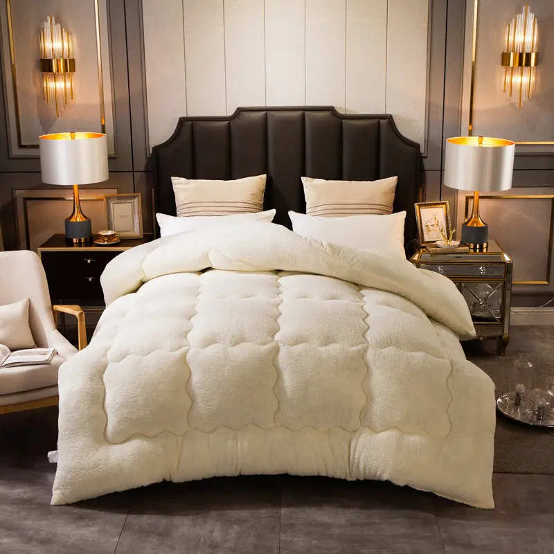 Double-Sided Heavy Sherpa Comforter Home Winter Warm Soft Fleece Queen Size Bed Quilt