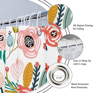<span class=keywords><strong>Rideau</strong></span> de <span class=keywords><strong>douche</strong></span> à fleurs roses pour salle de bain aquarelle fleur colorée tissu imprimé feuilles tropicales Polyester <span class=keywords><strong>rideau</strong></span> de bain imperméable - Product Image 4