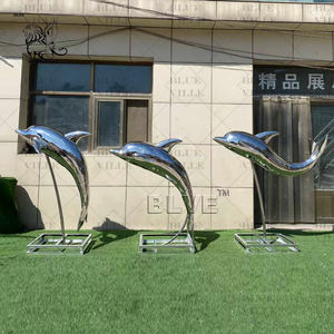 BLVE stile europeo decorazione esterna in metallo statua animale di grandi dimensioni in acciaio inox mare Mew scultura - Product Image 5