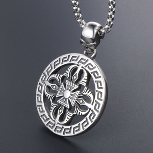 Retro <b>Titanium</b> Steel Pendant Necklace Skeleton Geometric Design Stainless Steel <b>Chain</b> SP458 - Product Image 2