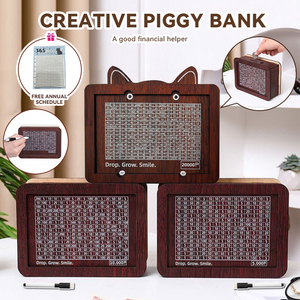 Tirelire personnalisable en bois en forme d'oreilles de chat avec compteur, pour enfants et adultes, pour des objectifs d'épargne de 500 à 1000 Peso - Product Image 2