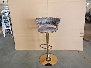 Taburete de Bar Moderno y Lujoso, Giratorio, con Base de Metal Dorado, Asiento Acolchado sin Respaldo, para Cocina, Hotel, Apartamento, Hogar, Bar - Product Image 3