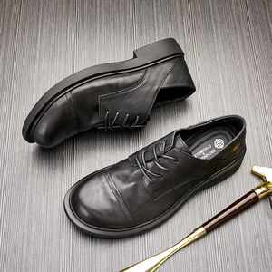 Men's Aurora <b>Shoes</b> Soft Leather Anti-Slip Casual Retro Fashion Monk <b>Shoes</b> <b>Height</b> <b>Increasing</b> Waterproof Breathable - Product Image 3