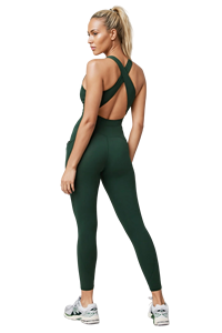 <span class=keywords><strong>Tuta</strong></span> 7/8 da <span class=keywords><strong>Donna</strong></span> con Tasca Frontale in Tessuto Morbido Dettaglio Intrecciato Traspirante Protezione UPF per Sport Casual OEM ODM - Product Image 5