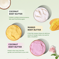 Beurre Corporel en Gros 3 Saveurs : Coco, Mangue, Rose – Éclaircissant, Hydratant, Nourrissant pour Peaux Sèches – OEM