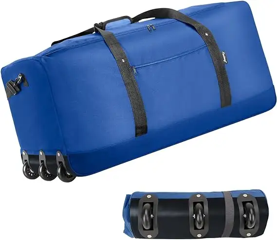 Hot Sale 120L Faltbare Rollt aschen Leichte Reisetasche mit Schulter gurt Reisetasche aus weichem Stoff mit 3 Rädern