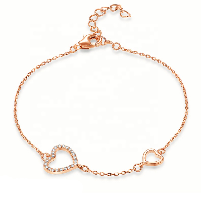 ❤0212さま❤2025年Bracelet❤✨️ Wholesale 18K Gold Plated Two Heart Bracelet - 925 Sterling