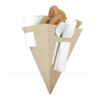 Envases Desechables para Papas Fritas, Churros, Chips, Waffles, Helados, Conos de Papel para Churros con Bandeja para Salsas