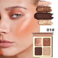 Palette de Maquillage Crème et Poudre Illuminateur Scintillant 4 Couleurs Bronze Or Blanc, Étiquette Privée, Contouring
