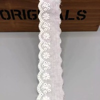 Dentelle à œillets en coton écologique de 3 cm, broderie florale ajourée, blanc abricot, pour vêtements, sacs, textiles de maison et décoration