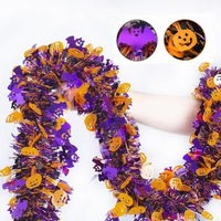Guirlande d'araignées multicolores d'Halloween de 2 m en plastique (PET) réutilisable à 5 couches, décorations de chauves-souris, serpentins pour maison hantée - Vente en gros