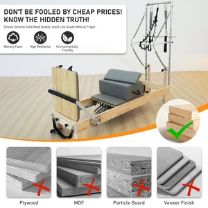 Emax Reformer Pilates en Bois de Haute Qualité, Demi-Trapec, Réglable, Commercial, <span class=keywords><strong>pour</strong></span> Studio de Yoga, Portable, Multifonctionnel, <span class=keywords><strong>pour</strong></span> Exercices - Product Image 3