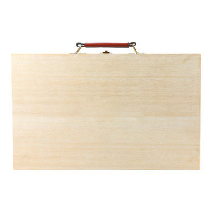 <b>Pine</b> Wood Art Storage <b>Box</b> 37x23x5cm Leather Handle Lightweight Portable Drawing Organizer Minimalist Design - Product Image 2