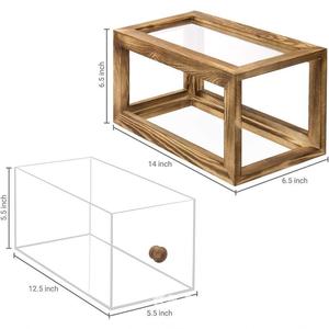 Wooden Bread Box Rectangle Flip Top Dustproof Storage Display <b>Kitchen</b> Food Container With Acrylic Panel - Product Image 4