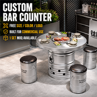Ensemble Table Ronde Commerciale Moderne et Tabourets Barils Robustes Personnalisables avec Logo pour Projet Café-Bar