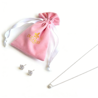 Collier personnalisé, bijoux, bague, boucles d'oreilles, pochette en velours rose, emballage en tissu, sacs cadeaux