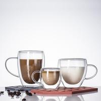Ensemble de 2 tasses à café en verre borosilicate à double paroi de 350 ml (12 oz) pour cappuccino, thé, latte, expresso