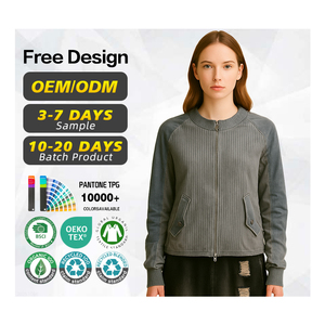 GRS certificación cárdigan fabricante logotipo personalizado mujeres 100% algodón Vintage lavado ácido tejido cremallera cárdigan suéter chaqueta - Product Image 1