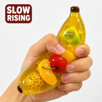 Jouet Squishy Géant Banane Souple Transparent avec Remplissage Fruité, Jouet Sensoriel Anti-Stress pour Enfants et Adultes