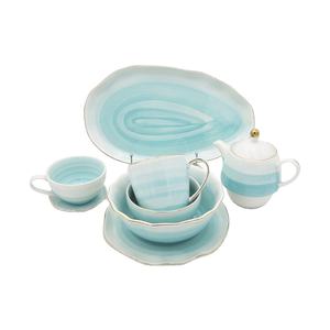 Barato al por mayor de <span class=keywords><strong>oro</strong></span> de la boda vajilla platos sets/16pcs 32pcs gres vajilla con color rosa y azul de vajilla - Product Image 1