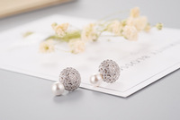 Boucles d'oreilles clous rondes en argent sterling 925 avec perle de coquillage pour femme, perle blanche, bijoux d'oreille géométriques scintillants
