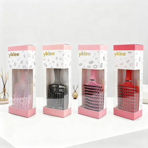 Caja de embalaje plegable personalizada con logotipo para cepillo rizador de pelo hueco y peine de cola afilada con ventana - Product Image 3