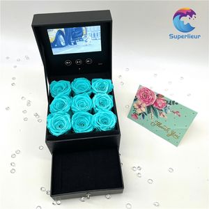 Superlieur 133*133*122mm Écran LCD numérique 4,3 pouces Boîte de brochure vidéo Emballage cadeau avec tiroir rose bleu rouge - Product Image 6