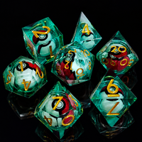 Ensemble de dés DND en résine liquide transparente, violet, rouge, bleu, fait main, écologique, 1 pièce, à bords tranchants, polyédrique, pour jeux de société RPG