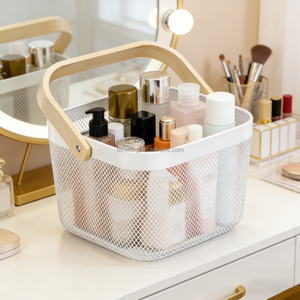 WIREKING Paniers de rangement modernes écologiques pour fruits et légumes, en fil métallique portable avec poignée en bois - Product Image 6