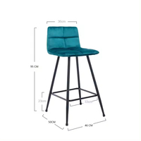 Chaise haute de tabouret de bar de cuisine de velours de bleu marine moderne nordique pour la table de barre