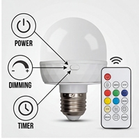 Ampoule LED RUEA RD-01 rechargeable à télécommande intelligente, température de couleur réglable, Ra70-80, dimmable, DC5V, culot PC E27