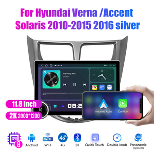 11.8 "diamante doppio manopole 2K QLED schermo 2 Din <span class=keywords><strong>Android</strong></span> autoradio per Hyundai Verna accento 2010-2016 Stereo <span class=keywords><strong>Android</strong></span> Auto Carplay - Product Image 3