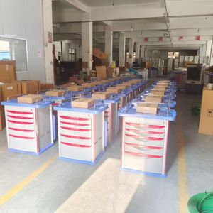 Chariot médical d'urgence à 5 tiroirs, construction en acier inoxydable, roues silencieuses pour ambulance, salle <span class=keywords><strong>de</strong></span> <span class=keywords><strong>maternité</strong></span>, clinique - Product Image 6