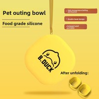 Bol de voyage pour animaux de compagnie ShengAnXin, style dessin animé, pliable, en silicone, portable, double bol d'alimentation pour chiens et chats