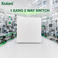 Interruptor de Pared Kolani Estándar Británico 1G2W 90x86mm Blanco Mate de 1 Grupo y 2 Vías, 10AX 250V, Panel Plano de PC