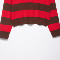 PB&ZA Femme 2025 Nouvelle Collection Automne Pull Tricoté Rayé Col Polo Vintage Manches Longues Chic