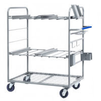 Chariot logistique robuste en acier avec étagères grillagées ALLWORLD CH05104, 930*1050*600mm, quatre roues, revêtement poudré, OEM/ODM