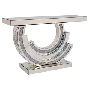 Modern Luxury Silver Living Room Console <b>Table</b> Shattered Crystal Diamond Bent Glass <b>Mirror</b> Handmade Home Furniture for Entryway - Product Image 3