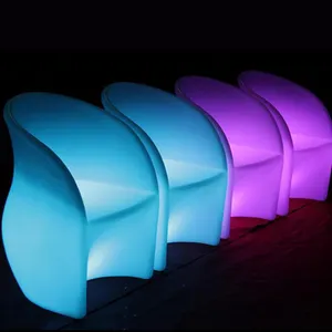 Fauteuil éclairé à led en plastique blanc, haute qualité, avec accoudoirs, changement de couleur