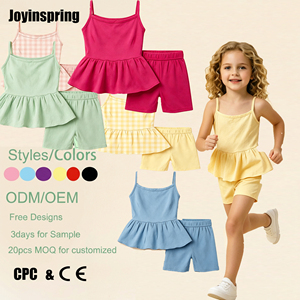 Set Casual Senza Maniche per Bambine con Logo Personalizzato, Abbigliamento Estivo in Colori Assortiti, Traspirante e Leggero, Completo 2 Pezzi - Product Image 1