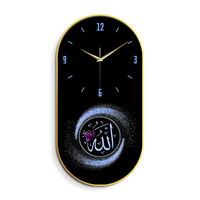 Jam dinding porselen kristal Islam, hadiah kalender Islam, seni dinding cetak kaligrafi tampilan jarum senyap