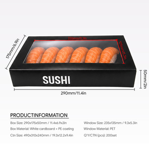 Emballages de luxe imprimés pour la livraison de repas à emporter, contenants en papier personnalisés de qualité alimentaire pour sushis à emporter - Product Image 2